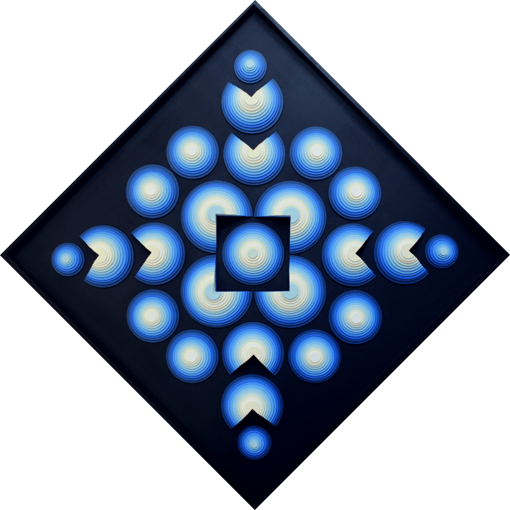 Seventies - Acrylique et carton contrecollé sur MDF, 74X74 cm